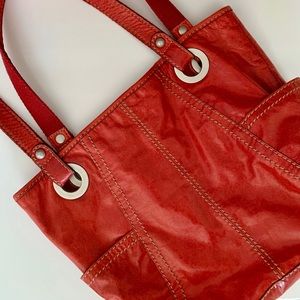 Fossil Vintage Red Leather Boho Purse
